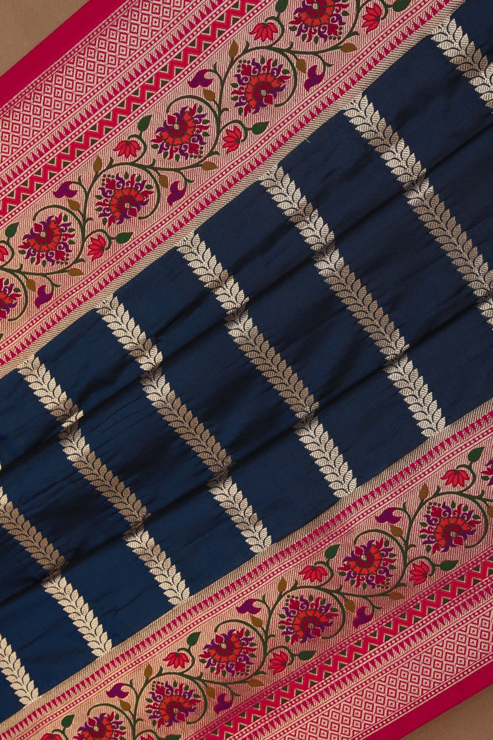 Image of Banarasi Katan Silk Navy Blue Saree